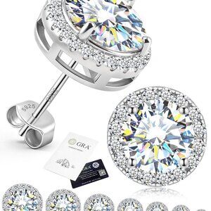 Moissanite Stud Earrings 925 Sterling Silver Unisex Hypoallergenic Gift